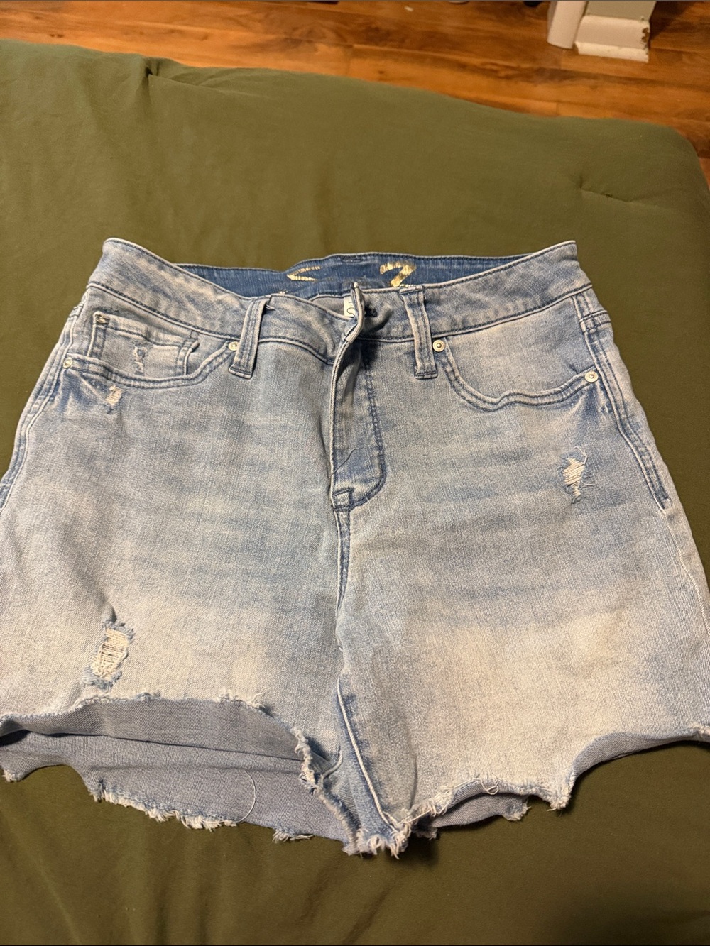 Seven7 Light Blue Distressed Denim Cutoff Shorts